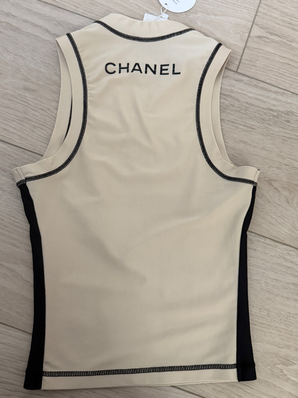 CHANEL Black and Cream Logo Athletic Tank - Picture 4 of 5